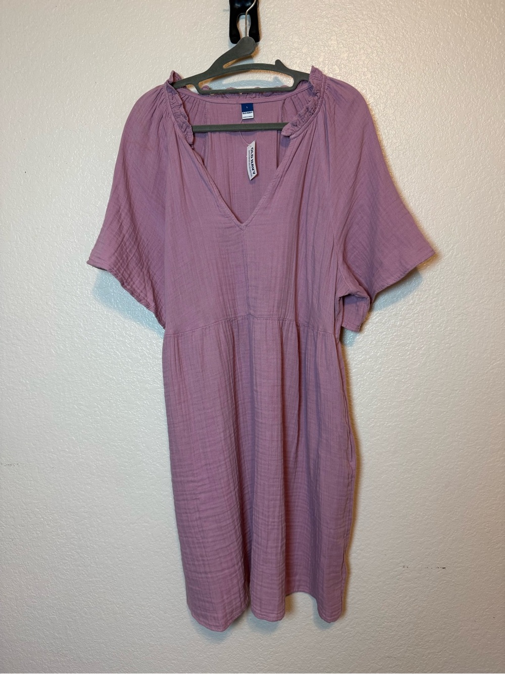 NWT Old Navy Split-Neck Crinkle Gauze Mini Swing Dress Lilac Size Large - Picture 11 of 14